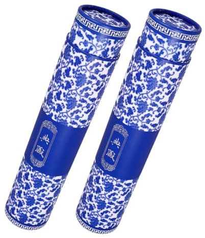 Blaues Papier Transportrohr mit Qinghua Muster, 2 Stück