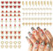 NICENEEDED 100 Pcs 3D Gold Nail Charms Set, Cross Nail Charms Heart Nail Gems Red Rhinestone Charms Rose Nail Art Jewelry, 3D Chrome Nail Art Supplies Charms for Women