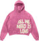 BaeKnyin All We Need Love Herren Vintage Harajuku Stil modische Kapuzenjacke-Pink-S1