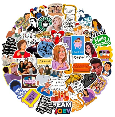 Friends Stickers, 50 Pcs Famous TV Show Stickers, Graffiti Colorful Waterproof Vinyl Stickers for Laptop Skateboard Water Bottle, Teens and Adults