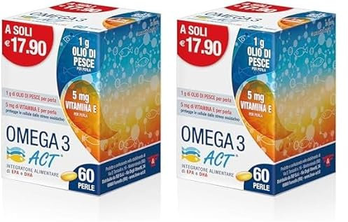 ACT Omega 3 con 1 Gr Olio di Pesce Rosso, 60 Perle, 82.5 Grammi (Confezione da 2)