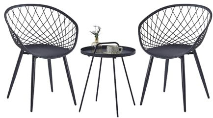 GOKHOMX Gartenmöbel Set 2 Personen,Balkonset 2 Stühle 1 Tisch,Terrassenmöbel für den Außenbereich, kleines Gartenmöbel-Set für Balkon,Terrasse und Garten, schwarz