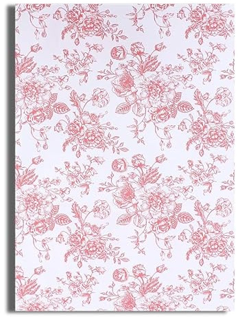 Papier d'emballage cadeau, papier d'emballage floral, 10 feuilles de papier d'emballage cadeau for la fête des mères, mariage, douche nuptiale, 14,9 * 19,6 pouces par feuille (rouge)