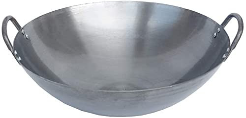Wok Wok antiaderente in acciaio al carbonio Wok Mestolo tradizionale forgiato a mano, 50 cm