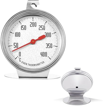 Termometro da Forno,Termometro da Forno in Acciaio Inox con Ampio Campo di Misura 0°C - 400°C,Ideale per Cottura al Forno, Grigliate e Pasticceria, Adatto per forni elettrici, a gas e a legna.