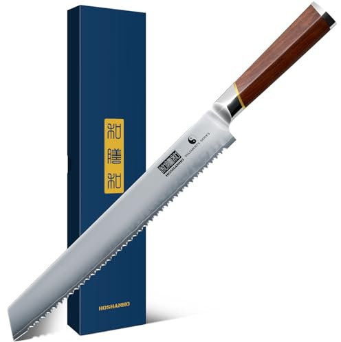 HOSHANHO Bread Knife 10 inch, Professional Japanese High Carbon Stainless Steel Serrated Bread Knife, Razor Sharp Bread Knives for Homemade Bread, Sourdough, Bagels, Cake