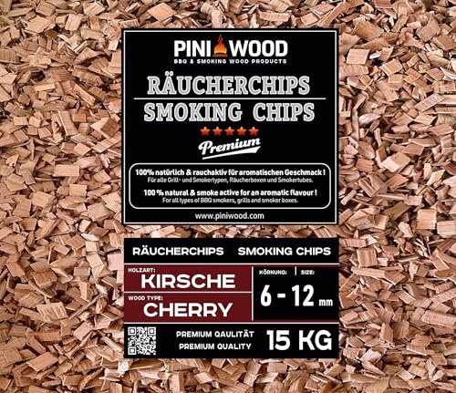 PINI Trucioli per affumicatura ciliegia, 15 kg, 6 – 12 mm