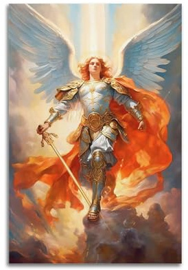 jocrynsi Saint Michael der Erzengel religiöse Kunst, Poster, ästhetischer Leinwand-Kunstdruck, Heimdekoration für Schlafzimmer, Wohnzimmer, 30 x 45 cm, ungerahmt, Beige