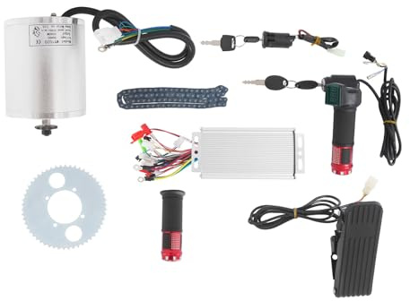 Fyssnn 36V 1000W Brushless Elektromotor Kit mit Controller & Fußbeschleuniger & Kette Bürstenloser Motor Kit für E-Scooter, E-Bike, Fahrrad, Go-Kart, ATV, DIY, Motor mit Kühlöffnungen