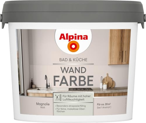 Alpina Bad & Küche Wandfarbe Magnolie matt – für Feuchträume – 2,5 Liter