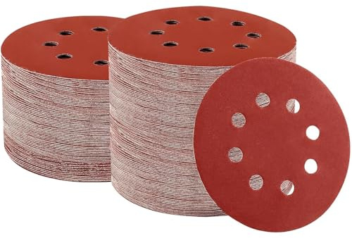 iPobie 100 Pezzi Dischi Abrasivi,Dischi per Levigatrice Orbitale da 125 mm,Dischi di Grana Mista per Levigatrice Orbitale Spolveratura