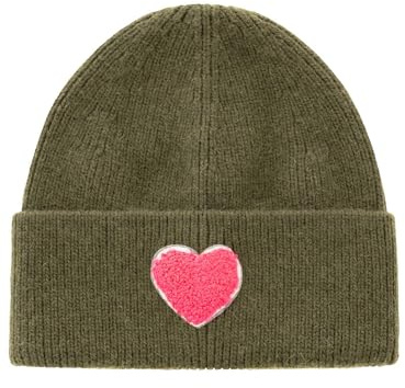 Zwillingsherz Damen Mütze – Warme Strickmütze Beanie für Frauen – Weiche Wintermütze mit Herz Patch – Modisches Accessoire für Frühling, Herbst & Winter – im Modernen Look für den Alltag