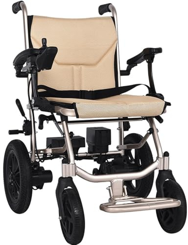 14KG Ultra-Leichtgewicht Tragbarer Elektro-Rollstuhl für Erwachsene,Elektrische Mobilitätshilfe,100kg Kapazität,Scooter für Senioren für Senioren & Flugreisen 20KM Reichweite(Beige)