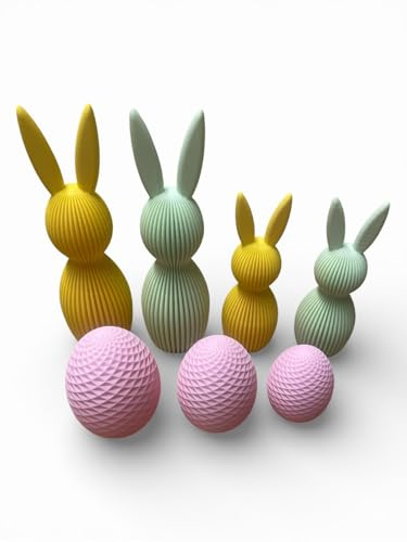 Generisch CSD Osterdeko Set modern – 7-teilig – Osterhasen & Eier – Tischdeko Frühling – minimalistisch – Geschenk zu Ostern – Wohnzimmer Fensterbank Deko - Made in Germany