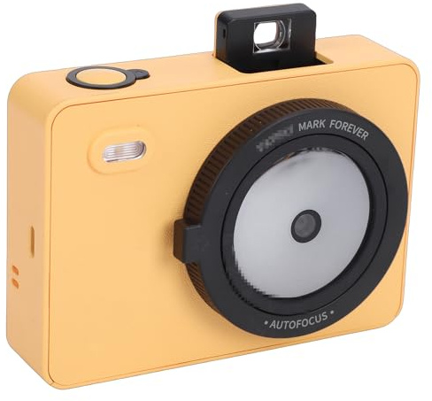 Hyuduo Sofortbild-Fotodrucker-Kamera, Digitaldruckkamera mit Pop-Up-Sucher, 5 Filter, LED-Blitz, Farbtemperatur, Kompakter DIY-Fotodrucker für Reisen, Zuhause, Party, Sammelalbum (YELLOW)