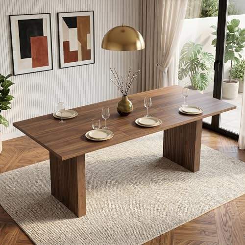 staronce Ausziehbarer Esstisch 140-200x90 cm Nussbaum – Rechteckiger Küchentisch für 6-8 Personen, 3 cm Starke MDF-Platte, synchron bewegliche Beine – Platzsparender Esszimmertisch mit Lamellenbeinen