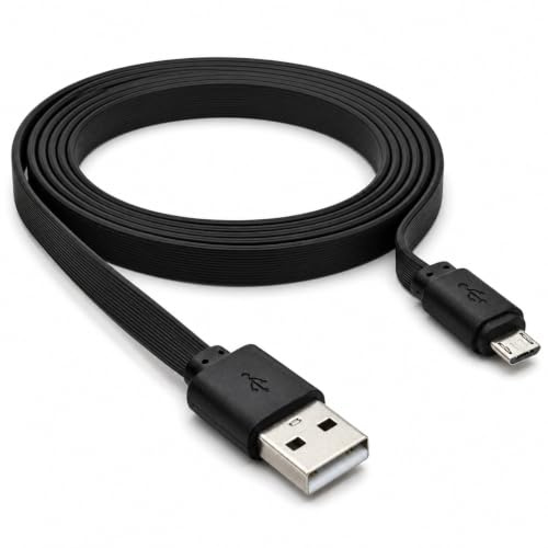 The Game Sanctum Flat Micro USB Cable 3m Black For PS4 & Xbox One Controller, USB A to Micro B Fast Charging Lead, 24AWG Copper Charge and Sync Cable