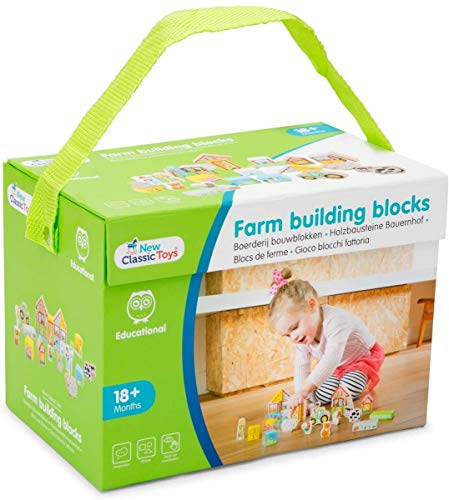 New Classic Toys 10820 Holzbausteine Bauernhof, Multi Color