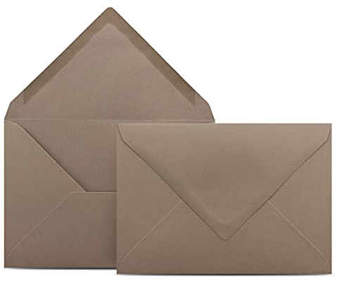 25 Briefumschläge DIN C6 Taupe - 11,4 x 16,2 cm - Kuverts mit 80 g/m² Nassklebung spitze Klappe - Umschläge ohne Fenster - Colours-4-you