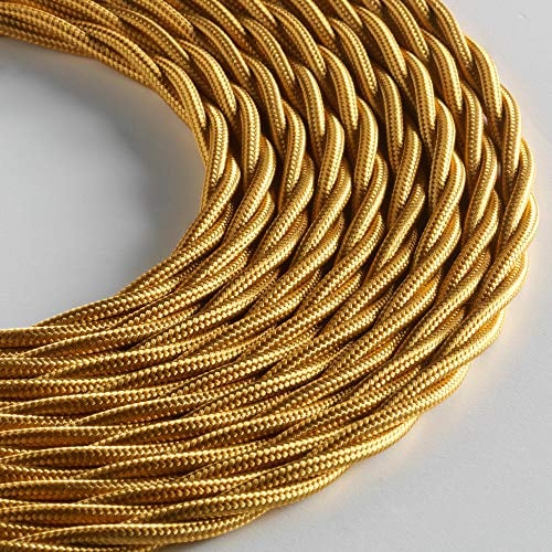 Klartext - Cavo tessile trecciato BELLE ÉPOQUE per installazione elettrica vintage, 3X1,5mm, Oro, 5mt.