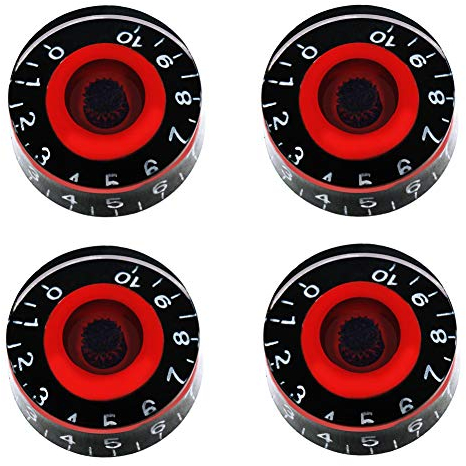 mxuteuk 4 Stücke Gitarre Knöpfe Potiknöpfe Schwarz und Rot E-Gitarren Bass Top Hat Regler Speed Volume Tone Potentiometer Knobs AMP Effekt Pedal Gitarrenknopf Bedienknöpfe