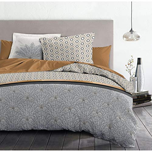 Home Linge Passion - Parure de Couette LOUXOR 100% Coton 57 Fils - 240 x 260 cm Ocre
