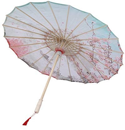 TOYANDONA Oiled Paper Umbrella Chinese Japanese Umbrella Parasol Vintage Asian Silk Umbrella for Wedding Parties Photography Costumes Cosplay (Red)