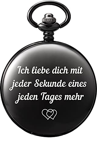 TREEWETO Taschenuhr für Ehemann Geliebte Freund, Taschenuhren mit Kette für Herren, Geschenk zum Jahrestag, schönes Geschenk für Familie