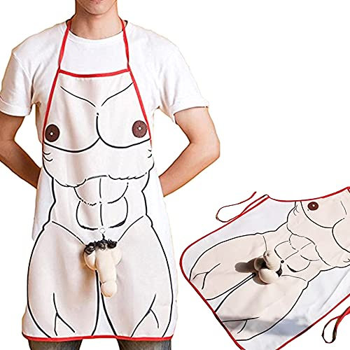 Dooisuue Muscolar Man Grembiule Divertente Stampa Grembiule Bachelor Party Cucina Grembiule Grembiule Grembiule Barbecue Grembiule Regalo per il marito