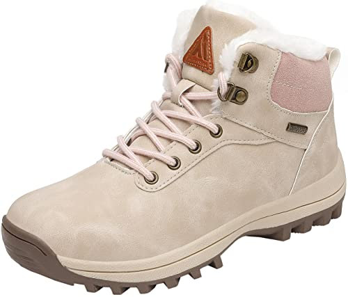 Mishansha Scarponcino Uomo Donna Stivaletti Invernale Impermeabili Stivali Piatti Scarpe da Neve con Calda Foderata - Comode Leggeri Antiscivolo, Cocco Bianco, 38 EU