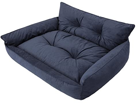 PillowPrim Hundebett Haustierbett Liegen Hundekissen Gesteppt Bett Hundeliege Hundematratze Sofa Tierbett Hundesofa Matratze, XXXL - 132 x 106 cm, Navy Blau Fancy