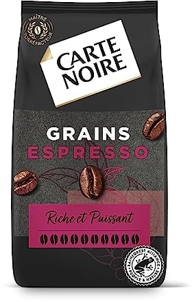 CARTE NOIRE - Café Grain Carte Noire Espresso - 100 % Arabica - Paquet de 1 kg - Fabriqué en France