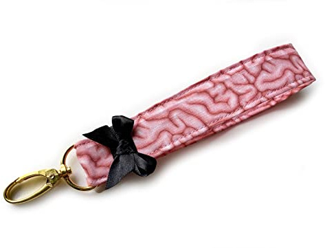 Generisch Schlüsselanhänger Schlüsselband Gehirn rosa Horror Halloween Zombie – kurzes Lanyard für Schlüssel und Taschen