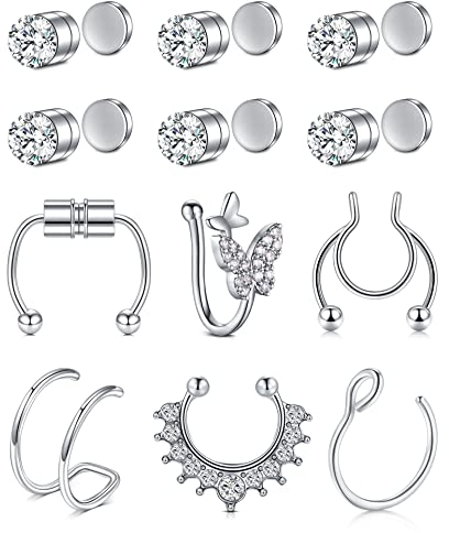 Incaton Fake Septum Piercing Nasenring Edelstahl Fake Nasenpiercing Non Piercing Septum Tragus Clip Fake Piercing Nase Ring Hoop