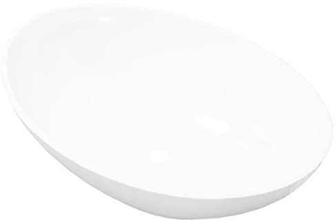Waschbecken Oval 40 x 33 cm Keramik Waschtisch Waschplatz Handwaschbecken Aufsatzwaschbecken Waschschale Aufsatzwaschtisch, Weiß