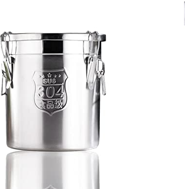 Futchoy Milchkanne Edelstahl 6/12L Luftdichter Kanister aus Edelstahl Eimer mit Deckel für Reis Mehl Tee Milch (6L)
