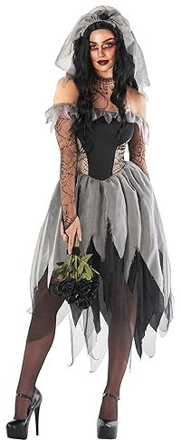 Morph Halloween Kostüm Damen Zombie Braut, Halloween Kostüm Damen Horror Braut, Geisterbraut Gruselig Sexy - M