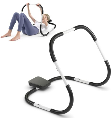GOPLUS Bauchmuskeltrainer, AB Roller Bauchtrainer mit gepolsterter Kopfstütze, Sit Up Trainingsgerät tragbar aus Stahl, Fitnessgerät für Zuhause, Fitnessstudio & Büro, 73 x 73 x 64 cm,