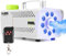 Fuzzix F509LW Nebelmaschine Mini mit LED Lichteffekt, 500 Watt mit Fernbedienung, Rauchmaschine, Smoke Machine mit 9 LEDs RGB für Hochzeiten, Fog Machine Nebelmaschine Halloween, DJ, Party - Weiß