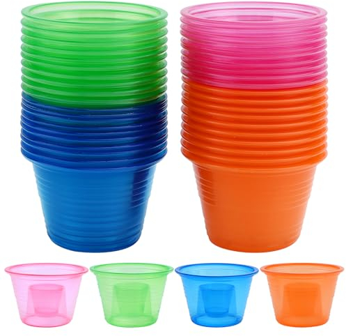 Fadcaer 40PCS Bomb Shot Glasses 100ml Reusable Shot Glasses Party Shot Cups Colourful Rainbow Strong Durable Hard Plastic Shot Cups for Layered Shots Cocktails Weddings Parties