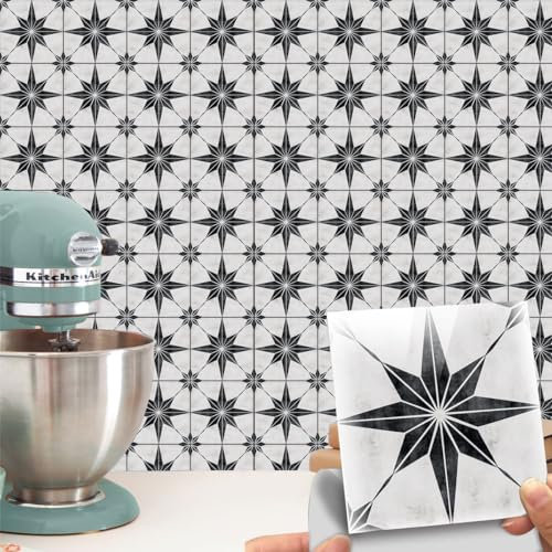 Starry Tile Stickers - Fireplace - Waterproof & Removable - Peel and Stick - Backsplash Tile Stickers (Grey Starry 4X4)