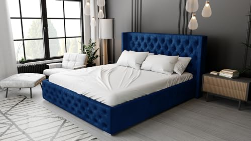 Emporius Polsterbett 160x200 cm Rolia - Doppelbett mit Lattenrost, Stauraum, Kopfteil - Schlafzimmer, Jugendzimmer - Blau (Kronos 09)