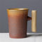 IYUEKE Japanese Vintage Tea Cup Ceramic Coffee Mug Water Tumbler with Wooden Handle for Home and Office (Yellow A)