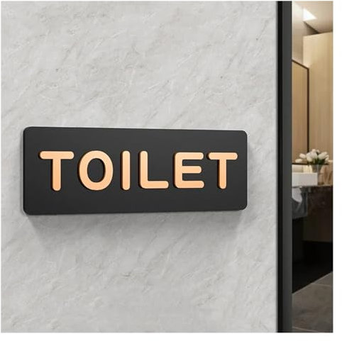 ZPFDSG Cartel Aseos Señalización de Inodoro, señales de baño for Hombres y Mujeres, WC, guía de baño público, Hotel a la Izquierda y Derecha, señal de Aviso de baño acrílico(Color:1,Size:30x10cm)