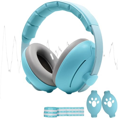 LQYACY Kinder-Ohrenschützer, aktive Geräuschunterdrückung, weich sitzend, 0-36 Monate, Gehörschutz für Musik-Party, Feuerwerk, blau, One size