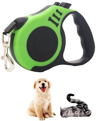 Hundeleine, Hundeleine 5m, Hundeleine Rollleinen für Kleine und Mittelgroße Hunde bis 20kg, Hundeleine Ausziehbar mit Anti-Rutsch Griff, Grün