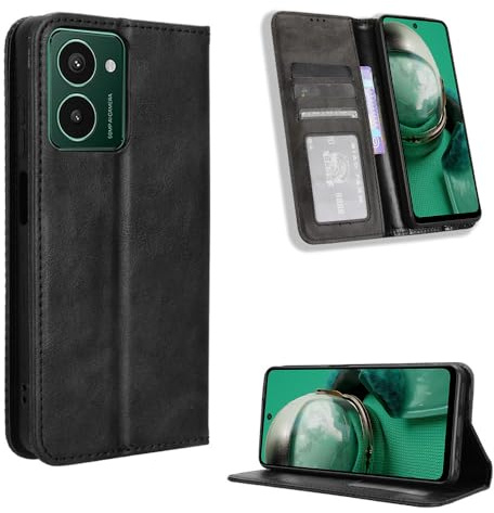 COMAKU Kompatibel mit HMD Pulse Pro Hülle, Geldbeutel Handyhülle mit eingebauten Kartenfächern - Schwarz