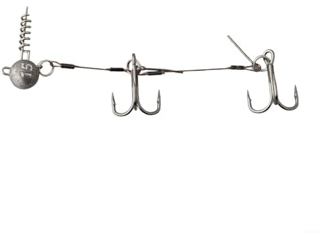 Pike Stinger Fishing Rig Treble Hook Set, Corkscrew Stingers, Stainless Steel, Random Color (L)