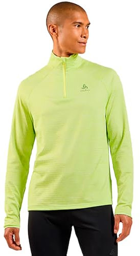 Odlo Herren Laufshirt Langarm Essential Thermal I Sport Shirt Männer Oberteil Midlayer Fitness Sweater, Shadow Lime Melange, XL EU