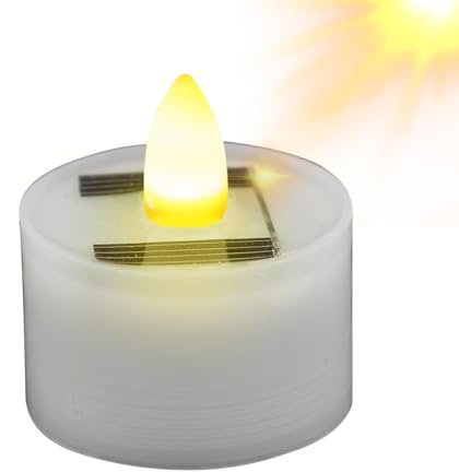 Bougies chauffe-plat à énergie solaire – Bougies chauffe-plat LED réutilisables | Fausses bougies chauffe-plat | Capteur d'éclairage rechargeable du crépuscule à l'aube | Scintillement étanche sans